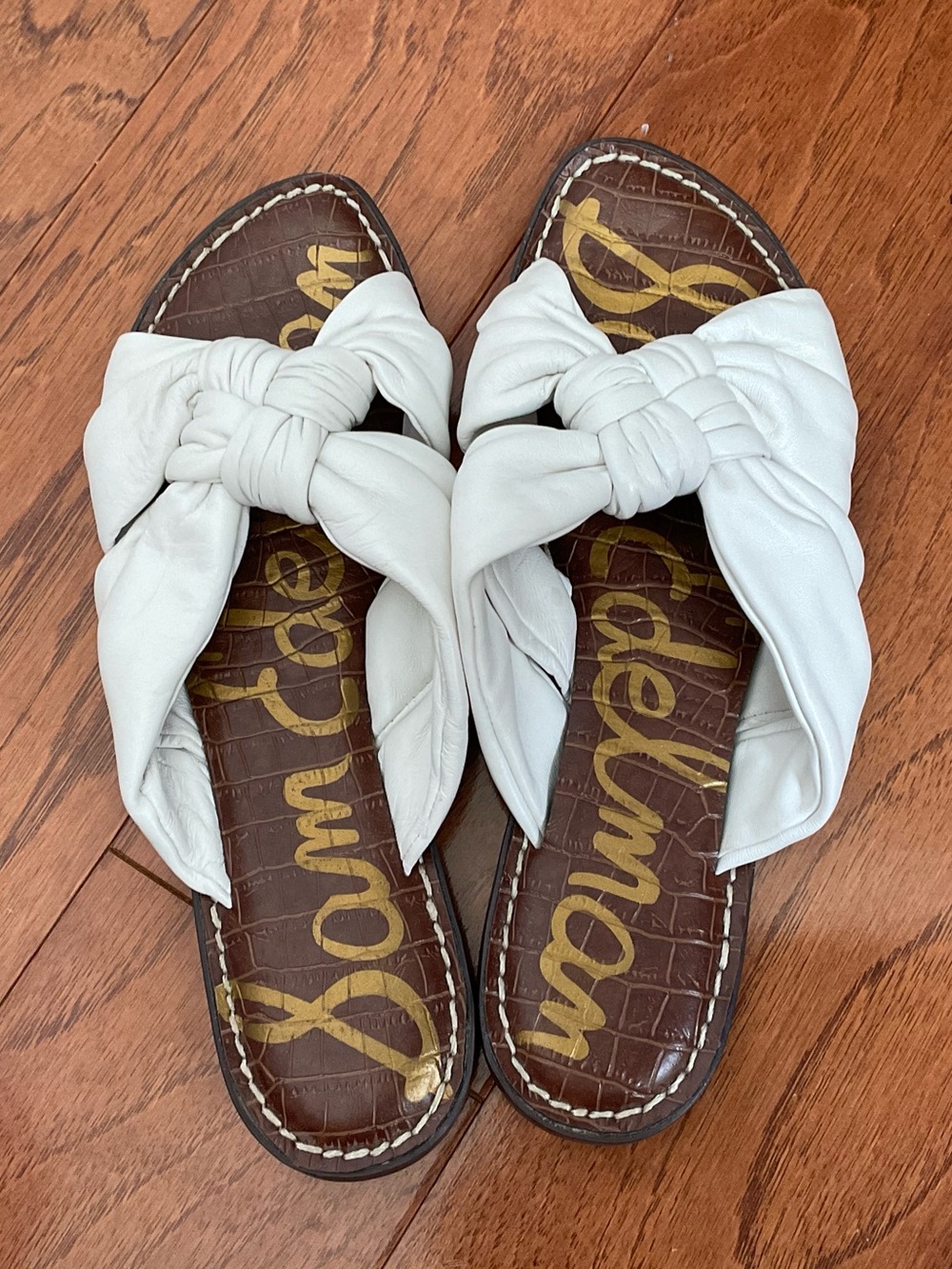 Sam Edelman Garson White Leather Knotted Slide Sandals Size 8 Summer Flats